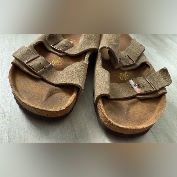 Birkenstock Arizona Suede Taupe Unisex Adjustable Strap Cork Footbed Sandals 43 - Picture 8 of 8
